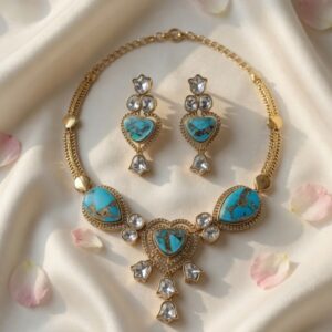 Turquoise Heart Necklace Set with Earrings
