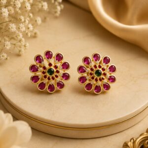 Ruby Bloom Floral Stud Earrings
